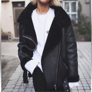 Faux Fur Leather Moto Jacket Zara Inspired